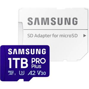 Samsung microSD Card PRO Plus microSDXC-kaart Retail 1 TB Class 10, UHS-I, Class 3 UHS-I , v30 Video Speed Class, A2 Application Performance Class Incl.