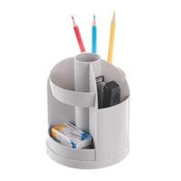 2 stks multifunctionele roterende plastic gift pennenhouder Office opbergdoos (grijs)