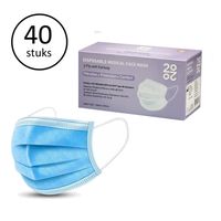 2020 ™ IIR wegwerp Medische Mondkapjes met Oorlussen | EN14683:2019 | 98% Filtratie, Vloeistofbestendig Chirurgisch Mondmaskers 2R - 3 Laags Masker - Blauw - 40 stuks - thumbnail