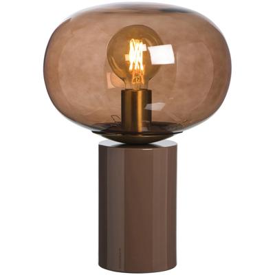 Leen Bakker - Tafellamp Marlon E27 - Metaal/Glas - Bruin - 36.5x25x25 Cm