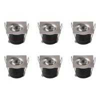 Energiezuinige LED Veranda Inbouwspot 6-pack - Vierkant 1W - 4200K - Mat Chroom - 40mm