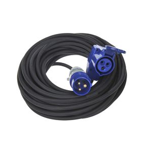 CEE verlengkabel 10M met haakse contrastekker + Schuko stopcontact 373542