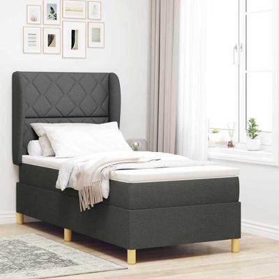 Boxspringbed met Matras Donkergrijs 90x190 cm Donkergrijs