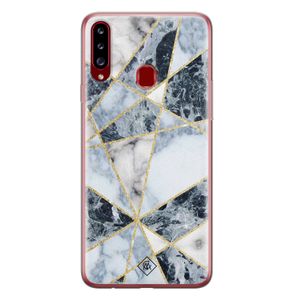 Samsung Galaxy A20s siliconen hoesje - Marmer blauw