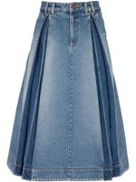 Balmain jupe en jean à plis - Bleu