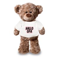 Hallo opa aankondiging meisje pluche teddybeer knuffel 24 cm - Knuffeldier - thumbnail