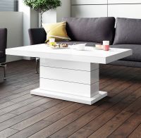 Uitschuifbare salontafel Matera Lux 120 tot 170 cm breed in mat wit - thumbnail