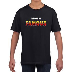 I wanna be famous fun tekst t-shirt zwart kids