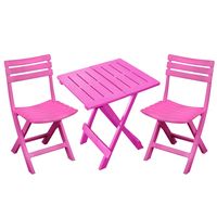 Klapstoelen 2x met bijzettafeltje set - buiten - roze - kunststof