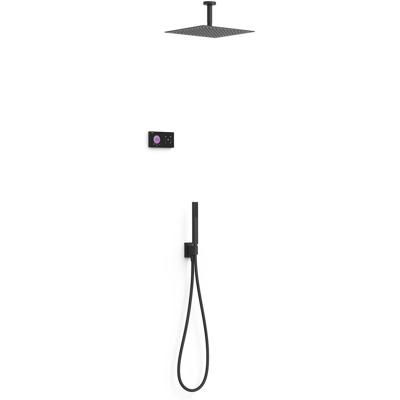 Regendouche set electronisch Tres Shower technology | Inbouw | Thermostaatkraan | 2-weg | Vierkant | Zwart mat