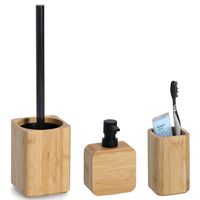 Badkamer accessoires set 3-delig - bamboe hout - luxe kwaliteit - thumbnail