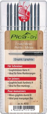 Pica Vullingenset | 10x grafiet speciale hardheid H | voor fijne markeringen | Pica Dry 4050 | 10 stiften / set | 1 stuk - 4050 - 4050
