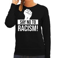Say no to racism politiek protest  / betoging sweater anti discriminatie zwart voor dames 2XL  - - thumbnail