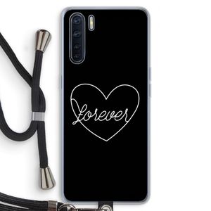 Forever heart black: Oppo A91 Transparant Hoesje met koord