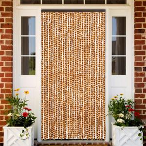 VidaXL Vliegengordijn 90x200 cm chenille okerkleurig en wit