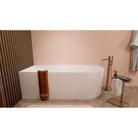 Wiesbaden Zenn Acryl Hoekbad Links 180x80 cm - Glans Wit met Witte Waste