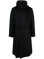 Yohji Yamamoto manteau ceinturé à capuche - Noir - thumbnail