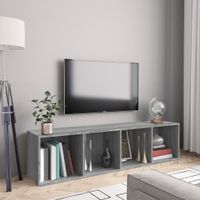 Boekenkast/tv-meubel 143x30x36 cm bewerkt hout grijs sonoma - thumbnail