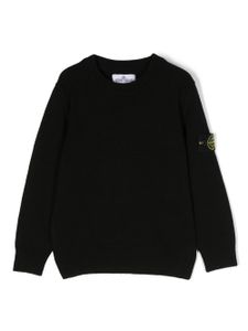 Stone Island Junior pull à col rond à patch logo - Noir