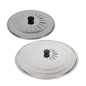 Set van 2x stuks universele RVS spatdeksels/pannendeksels met stoomuitlaat 30 cm/34 cm