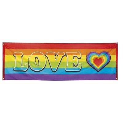 Boland Banner love - 74 x 220 cm - regenboog - pride thema - vlag Boland Banner love - 74 x 220 cm - regenboog - pride thema - vlag