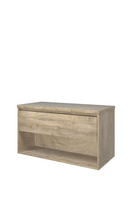 Proline Top wastafelonderkast met afdekplaat en open schap 100 x 46 x 52 cm, raw oak - thumbnail