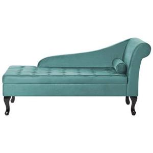 Beliani - PESSAC - Chaise longue - Groenblauw - Rechterzijde - Fluweel