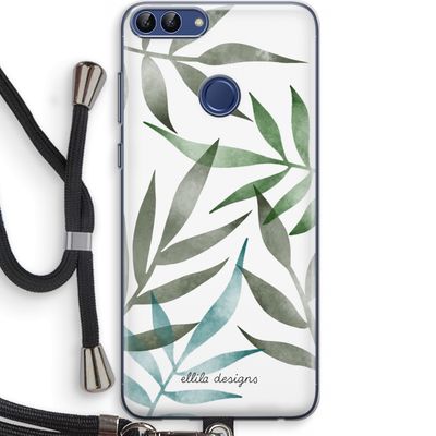 Tropical watercolor leaves: Huawei P Smart (2018) Transparant Hoesje met koord