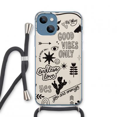 Good vibes: iPhone 13 mini Transparant Hoesje met koord