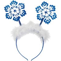 Kerst thema diadeem/tiara blauw met sneeuwvlokken - thumbnail