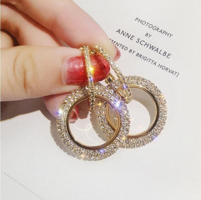 Strass Crystal Oorbellen ronde oorbellen voor Woman(Gold)