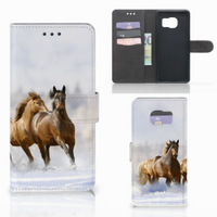 Samsung Galaxy S7 Edge Telefoonhoesje met Pasjes Paarden - thumbnail