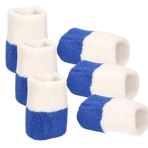 Pols zweetbandjes blauw/wit - voor volwassenen - 6x stuks