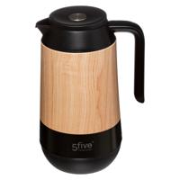 5Five Koffie/thee thermoskan/isoleerkan - 1 liter - houtlook - Isoleerkannen