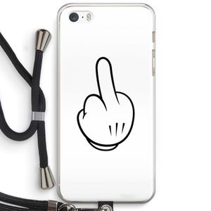 Middle finger white: iPhone 5 / 5S / SE Transparant Hoesje met koord