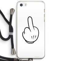 Middle finger white: iPhone 5 / 5S / SE Transparant Hoesje met koord