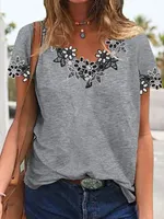 Plain simple flower lace top T-shirt - thumbnail