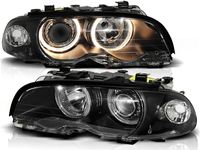 Tuning-Tec Koplampen dual halo rims BMW E46 04 99-08 01 COUPE CABRIO ANGEL EYES ZWART - thumbnail