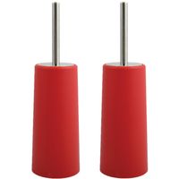 MSV Toiletborstel houder/WC-borstel - 2x - rood - kunststof - 35 cm - Toiletborstels