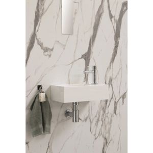 INK Fontein Contra Polystone Rechthoek Inclusief Kraangat Rechts Glans Wit 40x22x10 cm