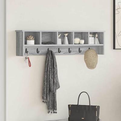 Wandgemonteerde kapstok met plank Grijs sonoma 100 x 16 x 26 cm