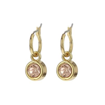 Biba Hang Oorbellen met Swarovski Steentje Lt. Peach Goud