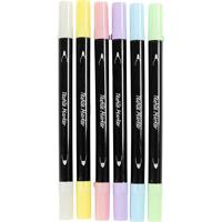 Creativ Company Textielstiften, lijndikte 2,3+3,6 mm, pastelkleuren, 6 stuk/ 1 doos