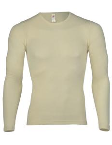Heren Shirt Lange Mouw Zijde Wol Engel Natur Kleur Gebroken wit Maat 46/48 - Medium