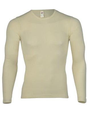 Heren Shirt Lange Mouw Zijde Wol Engel Natur Kleur Gebroken wit Maat 46/48 - Medium