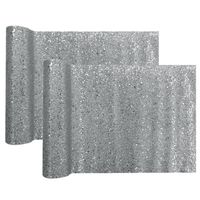 Santex Kerst tafelloper op rol - 2x - zilver glitter - 28 x 300 cm - polyester - Tafellakens - thumbnail