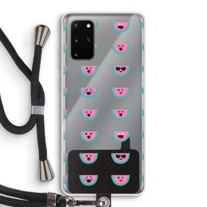 Smiley watermeloenprint: Samsung Galaxy S20 Plus Transparant Hoesje met koord