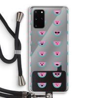 Smiley watermeloenprint: Samsung Galaxy S20 Plus Transparant Hoesje met koord