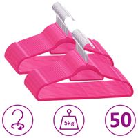 50-delige Kledinghangerset anti-slip fluweel roze - thumbnail