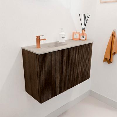 Toiletmeubel Mondiaz Joya Dlux | 71.6 cm | Meubelkleur Walnut | Faye wastafel Opalo Wasbak Links | 1 kraangat